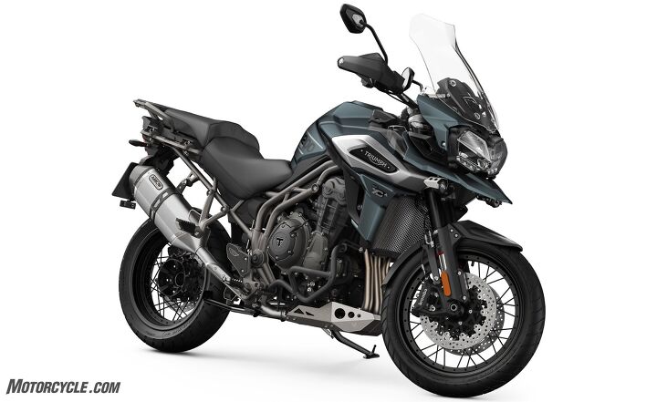 first look 2018 triumph tiger 1200 xc and tiger 1200 xr get big updates, Off road able Tiger 1200 XC comes in two trim levels both with 19 inch spoked wheels