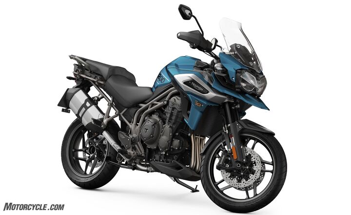 first look 2018 triumph tiger 1200 xc and tiger 1200 xr get big updates, Pavement pounding XR comes in four trim levels The top three use WP semi active suspension damping