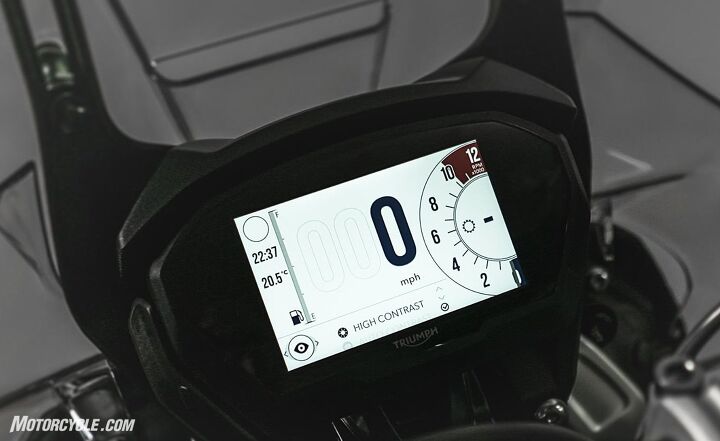 first look 2018 triumph tiger 800 xc and xr, Five inch full color TFT display keeps the new Tiger owner informed