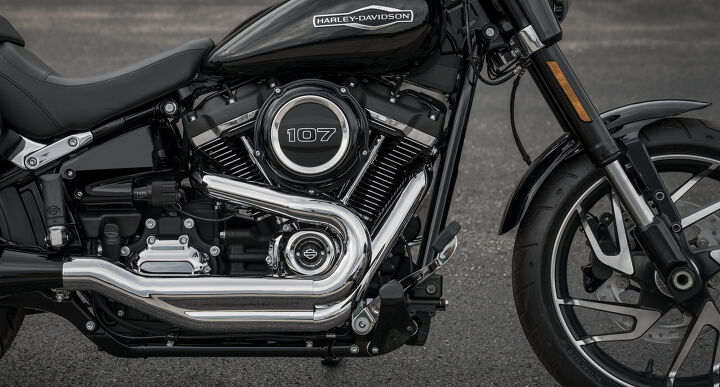 2018 harley davidson sport glide first ride review, Harley s 107 inch motor is a strong and refined power unit that also happens to be one of the prettiest engines on the market