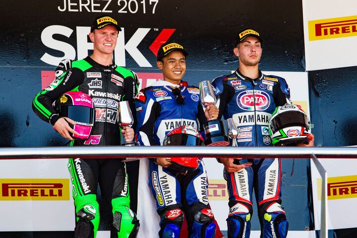 kawasaki ninja 400 to compete in 2018 world supersport 300 class, Kawasaki rider Scott Deroue finished third in the WSS300 finale at Jerez Indonesian rider Galang Hendra won the race as wild card on an R3 Alfonso Coppola looked less than thrilled for finishing third as it meant falling a point short of Marc Garcia for the championship