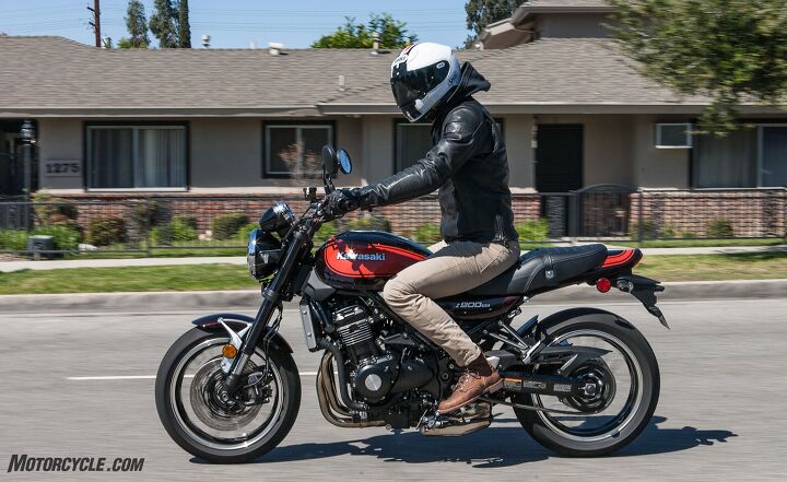live with it 2018 kawasaki z900rs long term review, The RS offers a pretty relaxed upright riding position around town but you can definitely get jiggy with it