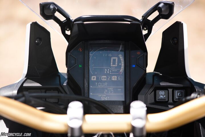 2018 honda africa twin adventure sports first ride review, A dedicated button for turning off ABS to the rear wheel is located on the dash as is the G button which enables quicker clutch actuation for use during off road riding You must be stopped to engage either of these options