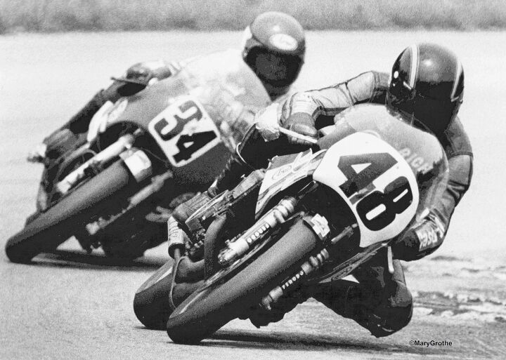 ms grothe s motohistory 101 road atlanta 1980, Rich Schlachter 48 and Wes Cooley engaged in a race long duel for first