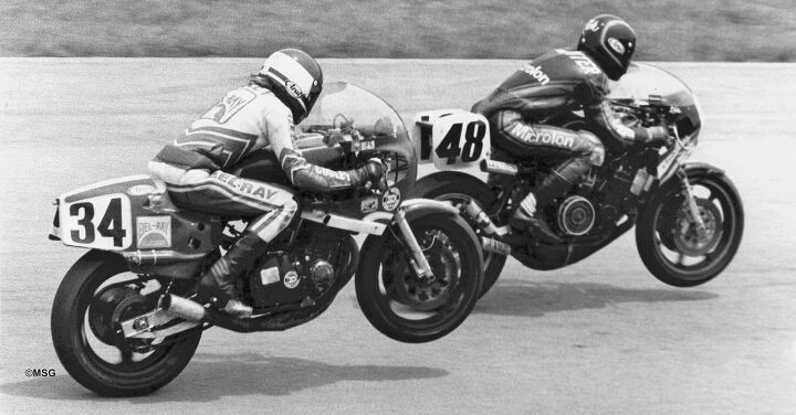 ms grothe s motohistory 101 road atlanta 1980, Cooley dogging Richie Schlachter for the lead TZ750D versus Yoshimura GS1000 Superbike