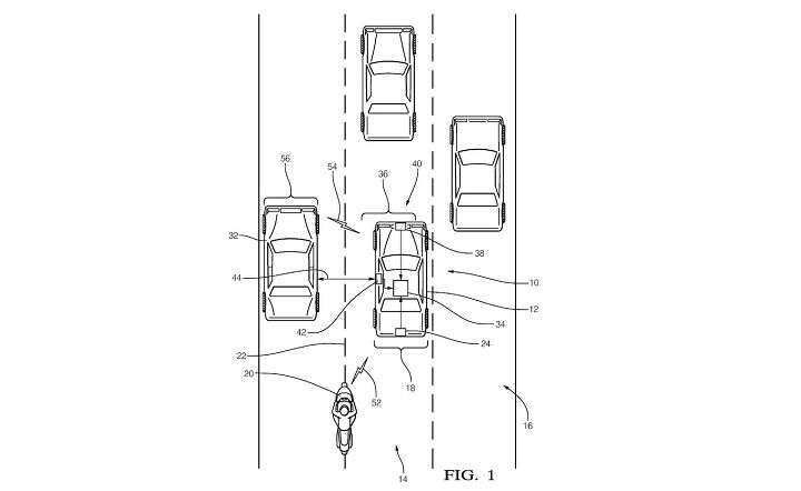 ford is developing a lane splitting detection system, In a separate application filed in 2016 Delphi Technologies patent would autonomously move cars over slightly in their lanes to give lane splitting motorcycles more room