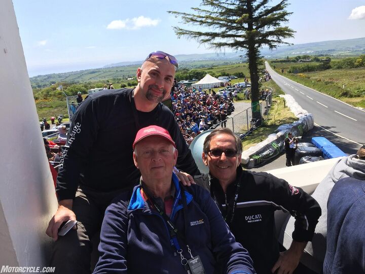 out and about at the isle of man tt 2018 pt 2, Andrew and John with Peter Thompson of Wales 60 years of TT visits Peter knows every nook and cranny And still a belting rider on his new Africa Twin Photo by Andrew Capone