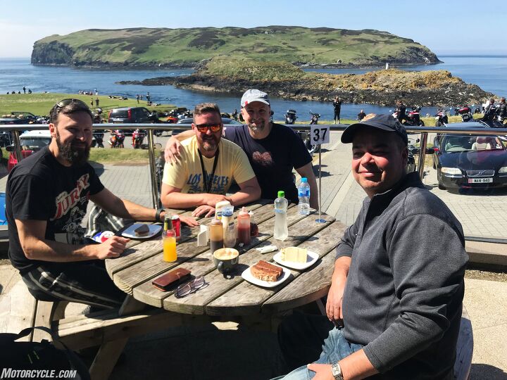 out and about at the isle of man tt 2018 pt 2, Exhausted by the Rental Bike Comparo a tea break is taken at the Sound Caf Calf of Man Photo by Andrew Capone