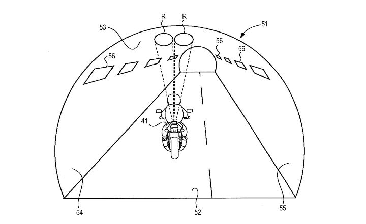 suzuki developing tunnel lighting system for motorcycles, The patent application also describes a variation where multiple lights turn on as the system detects more vehicles behind the motorcycle