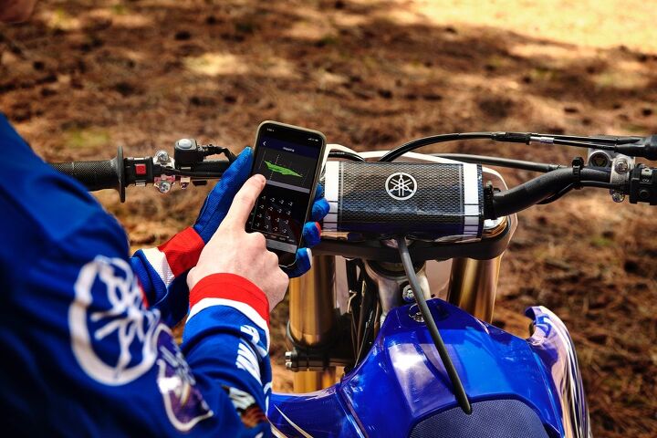 2019 yamaha yz450f first ride review, The Yamaha Power Tuner App is icing on the cake in terms of how quickly you can not only tune the engine character of your bike whether through pre programmed or custom maps but also in recording all all sorts of system diagnostics and keeping up on maintenance intervals Never miss an oil change again