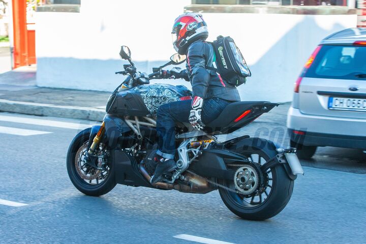 2019 ducati diavel spy photos, The swingarm appears to be completely new while the rear shock is positioned above as on the XDiavel instead of below as with the current Diavel