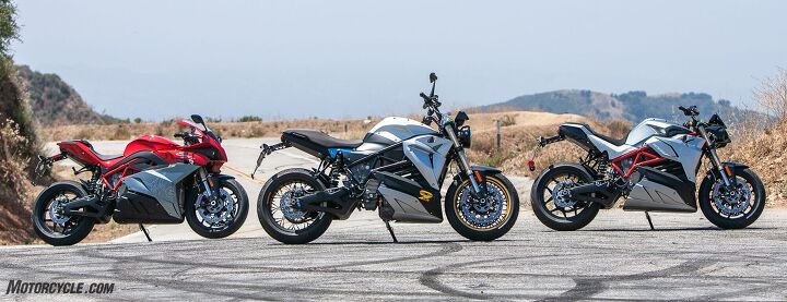 2018 energica eva esse esse 9 review, The Energica Eva Esse Esse 9 center flanked by its siblings the Ego left and Eva right