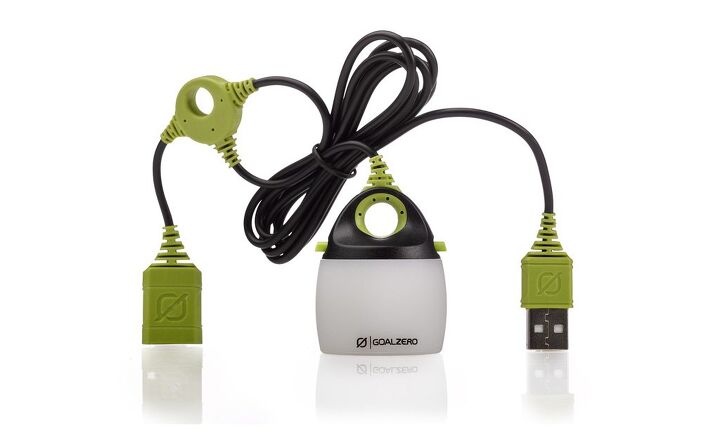 motorcycle camping gear buyer s guide beyond the basics, The Goal Zero Lite A Life Mini USB Light is perfect for hanging in a tent or over a picnic table as a space light Putting out 110 lumens doesn t sound like much but works just fine for my purposes Being a USB powered device it can be plugged in to any USB battery pack Up to four Lite A Life Minis can be daisy chained together Available here
