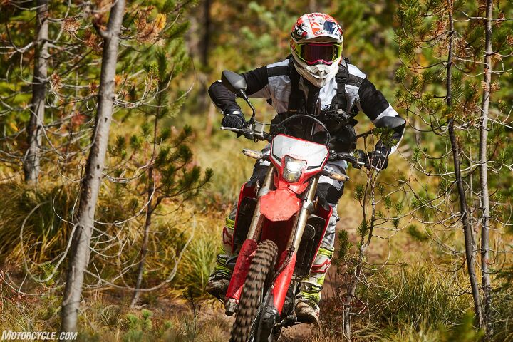 2019 honda crf450l review first ride, The CRF450L weighs in at a claimed 289 lbs full of fuel and you can charge off road single track with no problems A really nice touch is how the turn signals can bend over 90 degrees and snap back into place without breaking