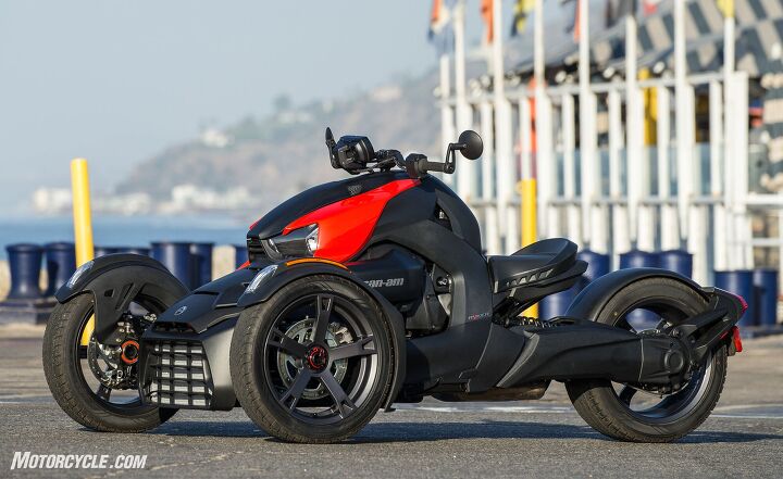 2019 can am ryker review first ride, Low and lean the Ryker s center of gravity is located close to the ground making for sporty handling