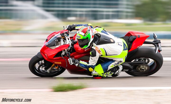 battle of the titans aprilia rsv4 rf vs ducati panigale v4 s track, Unbelievable said Turpin when asked about the Ducati s power I wish my bikes had this kind of power when I first started racing