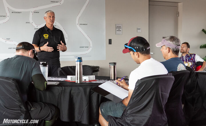 the best investment you can make for your motorcycle is the rickdiculous racing, Ken Hill getting things started during the morning rider s meeting making sure we re all in the right frame of mind to learn expand and grow