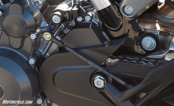 2019 ktm 790 duke review first ride, The shift sensor is at the top of the photo The shift pattern can be converted to race shift without extra parts