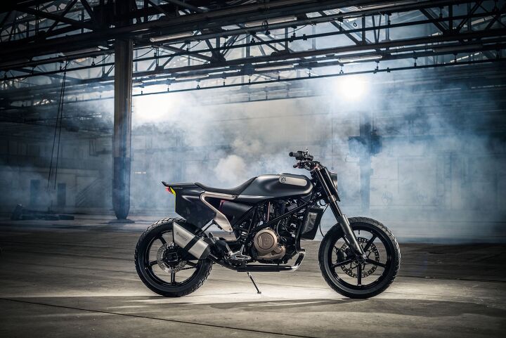 husqvarna svartpilen and mysterious real street concept machine will be at eicma, The Svartpilen 701 powered by KTM s 690 Duke thumper will look very close to this we imagine but with fenders and street equipment