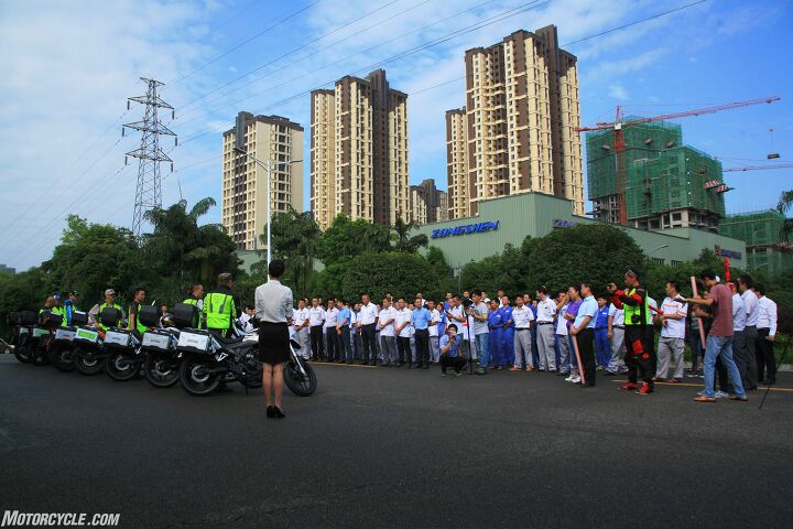 kung fu riding, It seems like the entire Zongshen factory workforce tuned out to see us off
