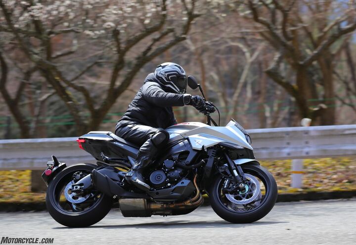 2020 suzuki katana review first ride video, On paper Katana and GSX S suspension is identical On the road the Katana feels a bit plusher better controlled and quicker to change direction New Dunlop Roadsport 2 tires custom made for the Kat could be part of it Grippy yet tippy