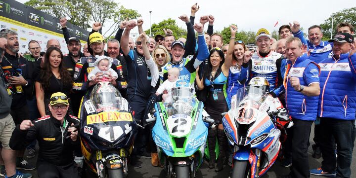 isle of man tt 2019 wrap up, The winners circle Someone get Hickman a baby Photo by IOMTT