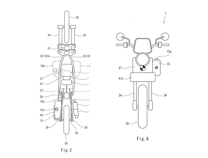 kawasaki is developing a hybrid motorcycle, Kawasaki Hybrid Motorcycle Patent fig 3 and 4