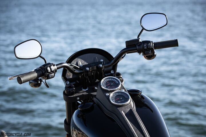 2020 harley davidson low rider s review first ride, TFT display up there inside the headlight nacelle maybe Not happening says H D We decided the unused space would be good for a couple nozzles and a Screaming Eagle mister system for hot days