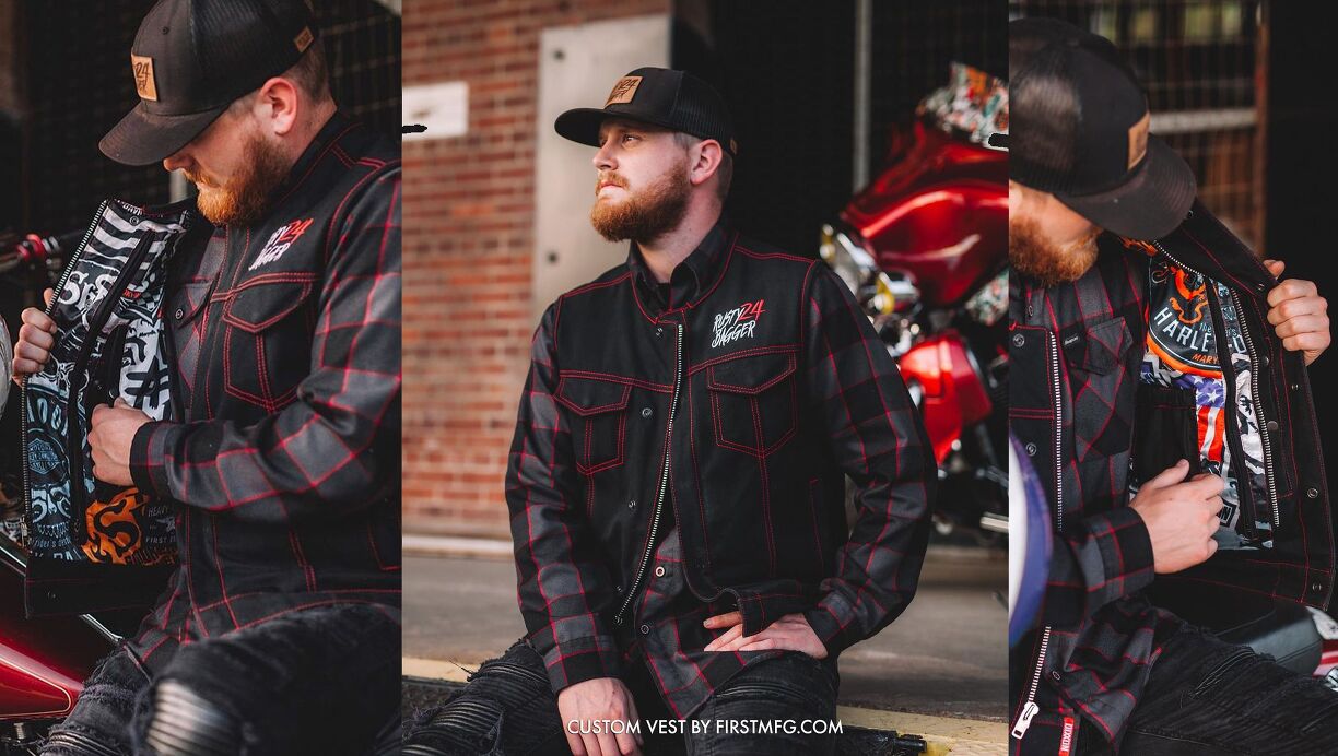 First Manufacturing Logo First Manufacturing Co. is the First Name in Leather Motorcycle Apparel ...