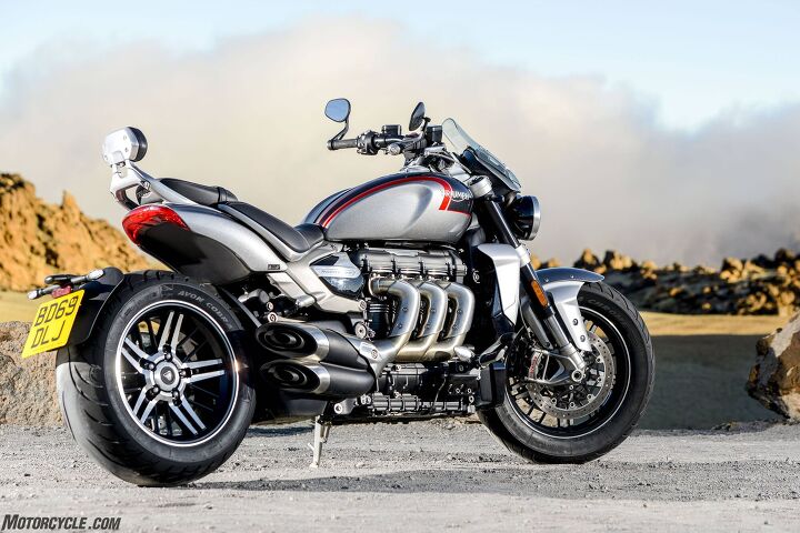 2020 triumph rocket 3 r and rocket 3 gt review first ride, Rocket 3 R s wheels feature a blacked out finish while the Rocket 3 GT model pictured here goes one step further with exposed machining on rim and spokes Both models get Avon Cobra Chrome radials developed especially for the new Rocket 3 a 240 50 16 inch rear and 150 80 17 front GT seat is 29 5 inches high R about an inch higher