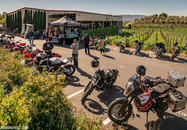 moto doffo wine makers and motorcycle racers, The parking lot outside the museum is full of motorcycles of all types on a typical day at Moto Doffo