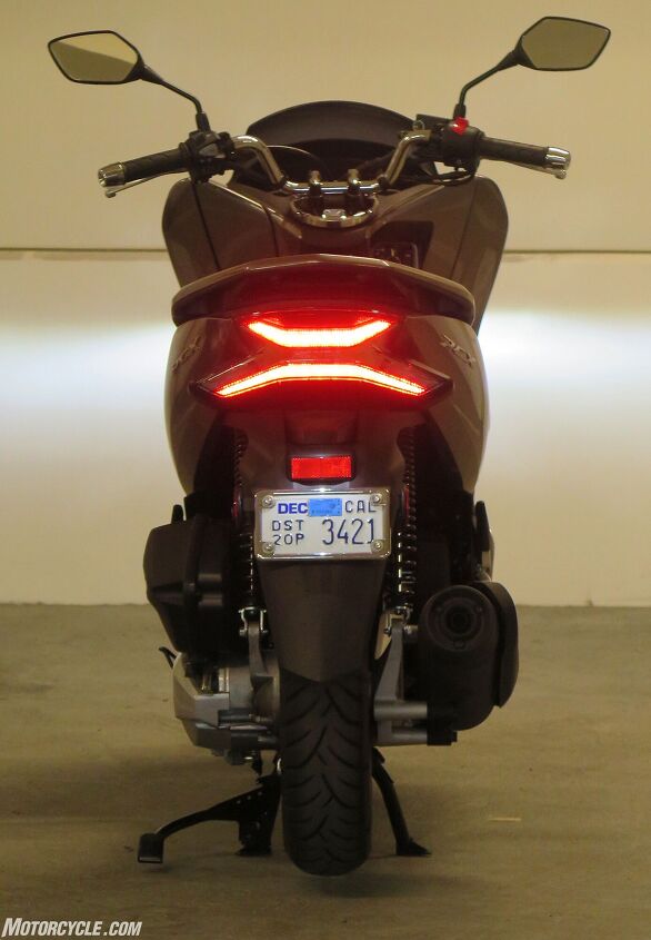 2019 honda pcx150 review, Bright new LED lights front and rear increase your see and be seen ness Standard centerstand is nice for letting her warm up for a few seconds before you blast off yet again