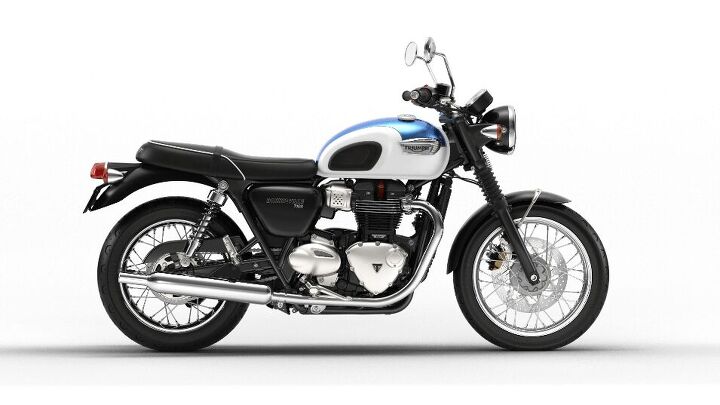 top 10 groundbreaking motorcycles of the 21st century so far, This 2020 T100 Bonneville in Aegean Blue is quite a bit more refined than the 01 but you get the picture