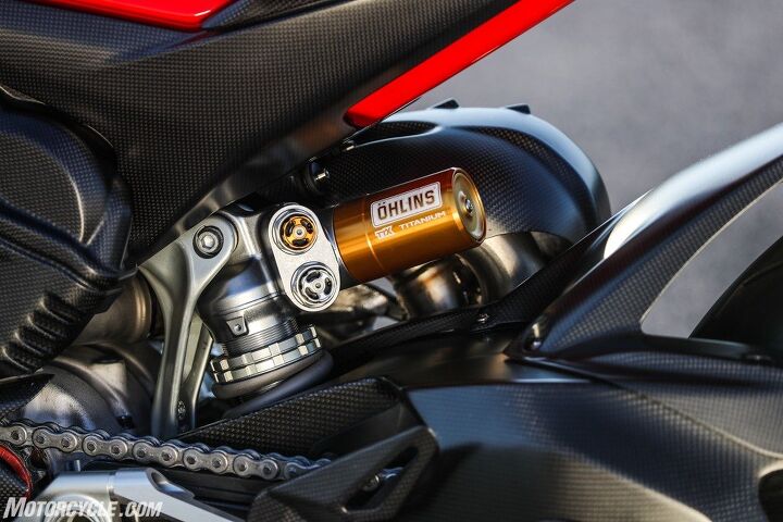 2020 ducati superleggera v4 review first ride, If you look closely you can see the titanium spring on the hlins TTX36 shock But equally pleasing is how easy it is to reach the compression and rebound adjusters