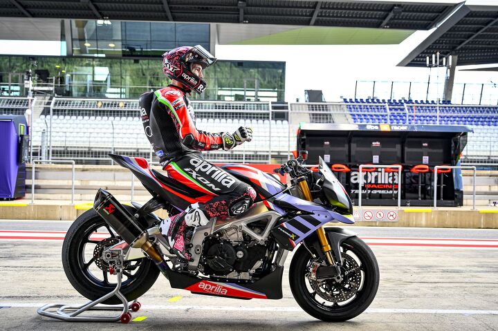 limited edition aprilia tuono v4 x first look, MotoGP racer Aleix Espargaro got to test the Tuono V4 X on Austria s Red Bull Ring