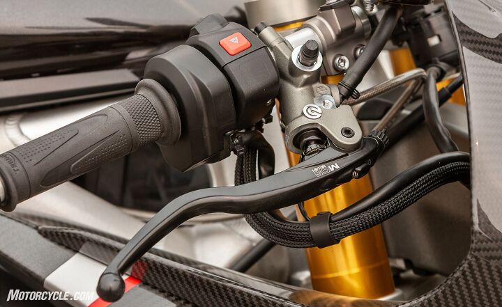 2020 triumph daytona moto2 765 review, Simply put the Brembo 19 21 MCS master cylinder is one of the best out there The adjustable lever ratio will suit braking preferences for virtually any rider