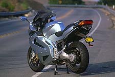 church of mo 2001 aprilia rst1000 futura first ride, At the heart of the beast lies a motor whose bloodlines are pure RSV Mille The frame is similar as well though the single sided swingarm is unique to the Futura