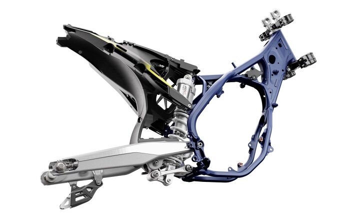 ktm husqvarna and gasgas pierer mobility s three pronged attack, The most notable difference with Husqvarna models is the use of a carbon composite subframe Photo by Kiska