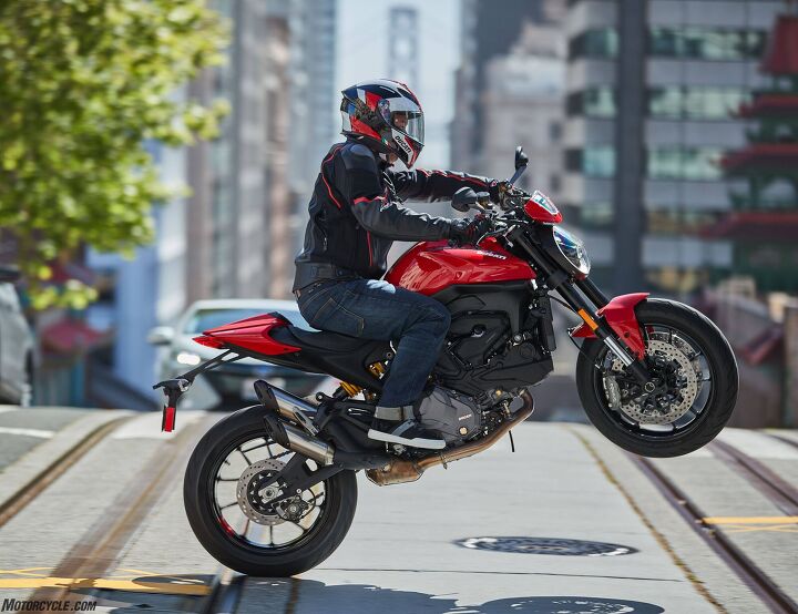 2021 ducati monster review first ride, Jake Zemke is more the target audience than me though the former AMA Formula Xtreme champ is sprouting three or four gray hairs himself