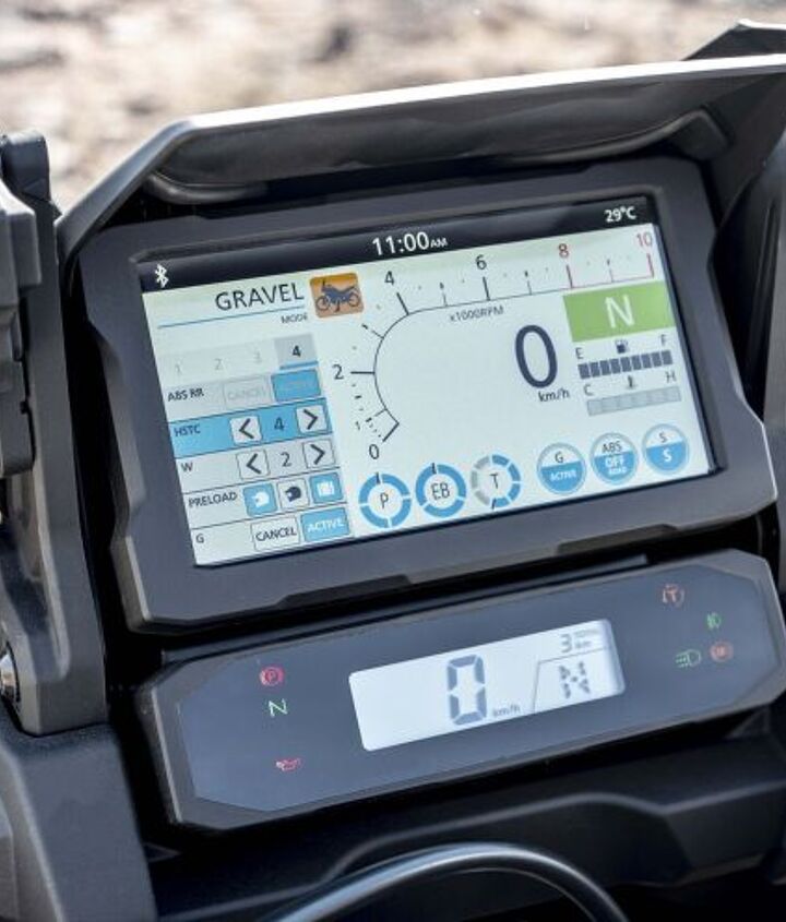 africa twin based 2022 honda nt1100 sport tourer to be announced oct 21, The Africa Twin s stacks a TFT screen above a smaller panel with an LCD display The teaser video shows the NT1100 will have a similar setup