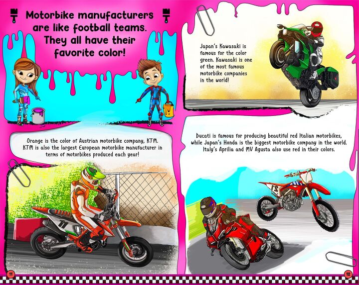 mo book review the big book of motorbikes, Kids are drawn to bold bright colors and these pages caught my kid s attention