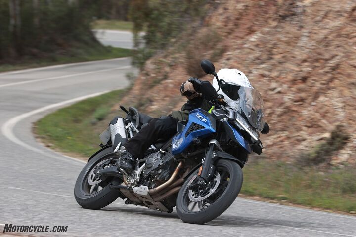 2023 triumph tiger 1200 review first ride, The GT model s footpegs are fairly low While they re great from a comfort standpoint they tend to drag when the pace heats up