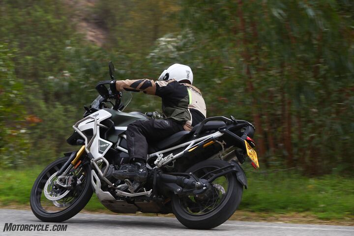 2023 triumph tiger 1200 review first ride, The extra heft and 21 inch front wheel of the Rally Explorer was noticeable on road but by no means a deal breaker
