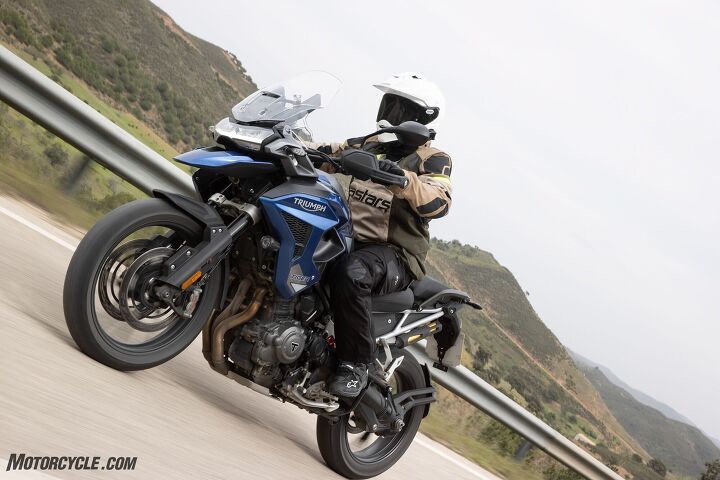 2023 triumph tiger 1200 review first ride, Thanks to the Tiger 1200 s new twin split radiator setup and some clever air routing the small duct just in front of my knee I m pleased to report the big Tiger no longer wafts an oppressive amount of heat onto the rider