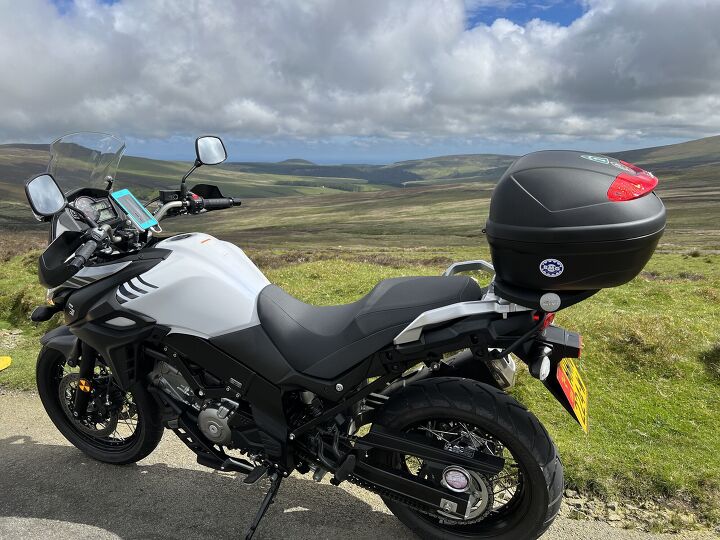 out and about at the isle of man tt 2022 part 1, The Author s trusty IOM housed Suzuki V Strom somewhere in the hills