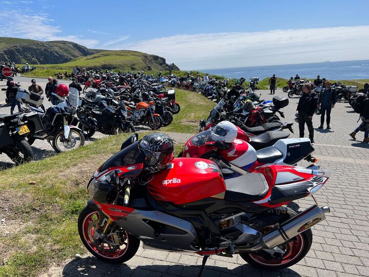 out and about at the isle of man tt 2022 part 2, Bikes gather at The Sound Caf on a glorious day Great views natter and cake