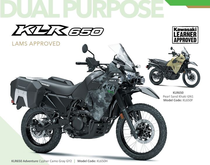 kawasaki to release new klr650s variant for 2023 updated, Kawasaki Australia offered two versions for 2022 the KLR650 model code KL650F and the KLR650 Adventure model code KL650H