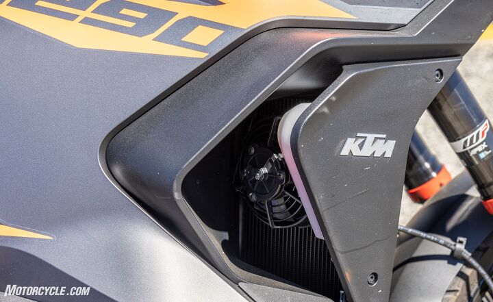 2022 ktm 1290 super adventure s mini review, KTM switched from a single radiator to two and this clever ducting pulls the hot air away from the rider