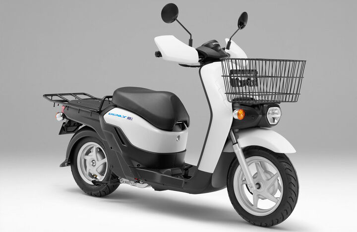 honda announces electric motorcycle plans, The Benly e I Pro is a business use scooter that runs on Honda s Mobile Power Pack swappable batteries