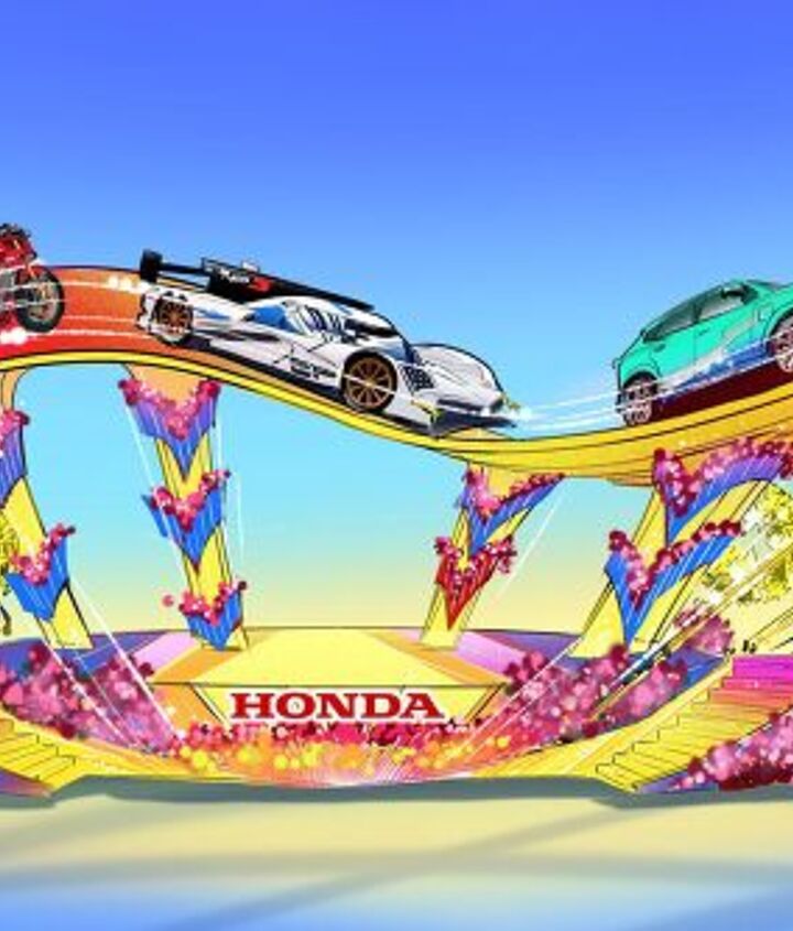honda reveals first look of electric motorcycle with a parade float